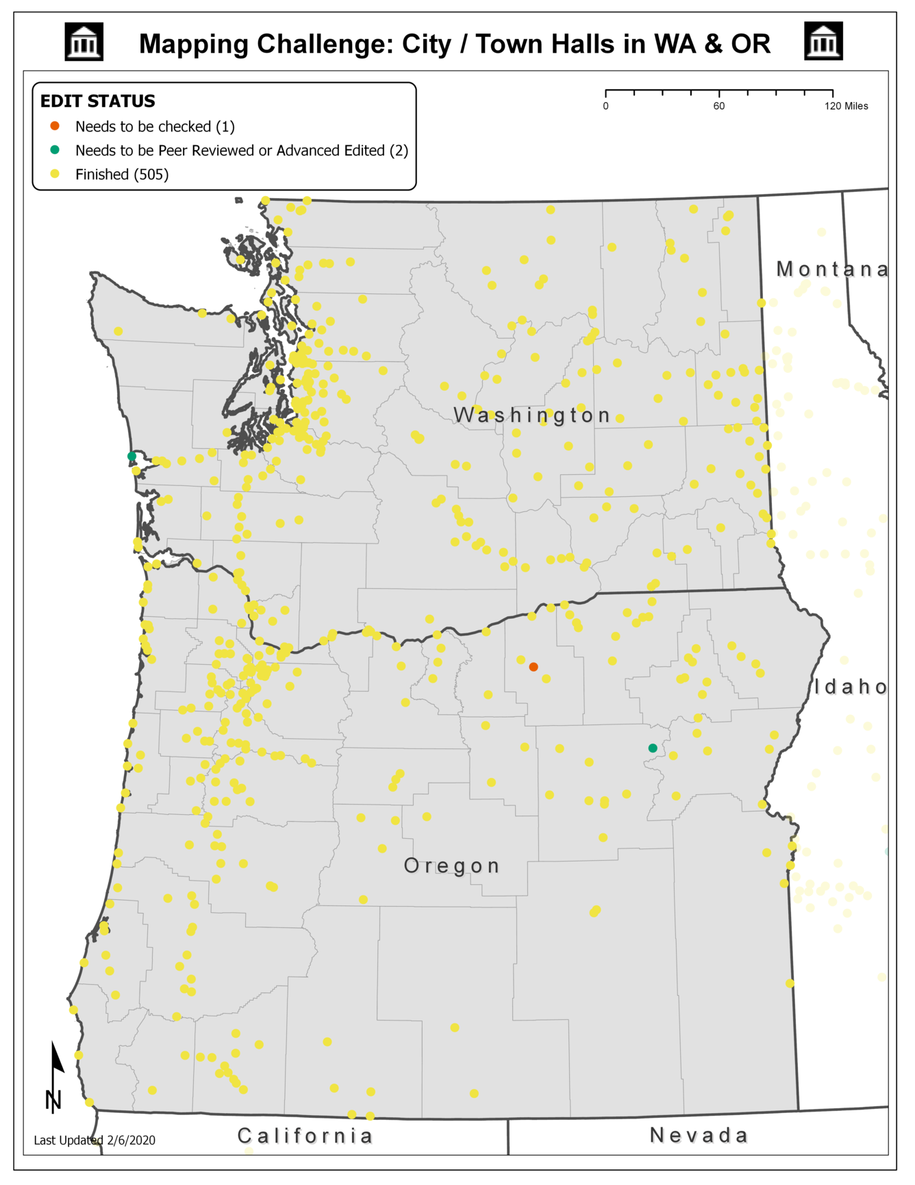 TNMCorps Mapping Challenge: City/Town Halls in WA & OR 