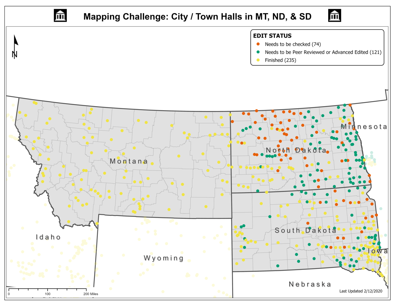 TNMCorps Mapping Challenge: City/Town Halls in MT, ND, & SD 