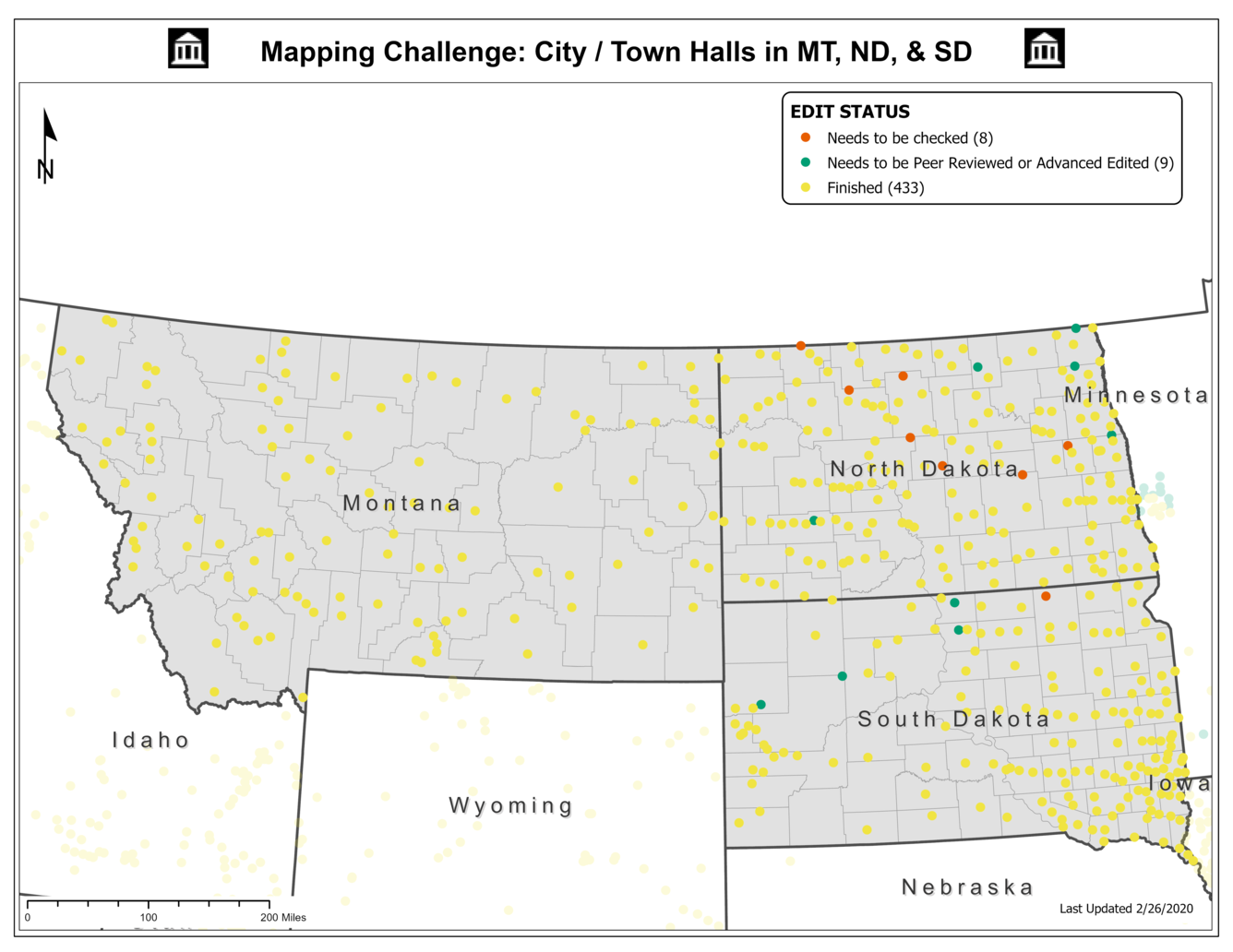 TNMCorps Mapping Challenge: City/Town Halls in MT, ND, & SD