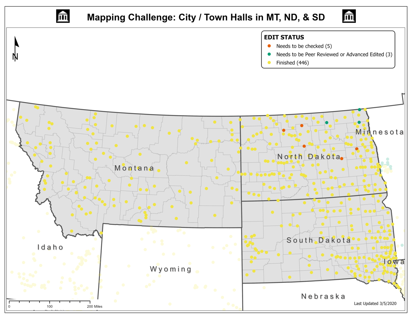 TNMCorps Mapping Challenge: City/Town Halls in MT, ND, & SD