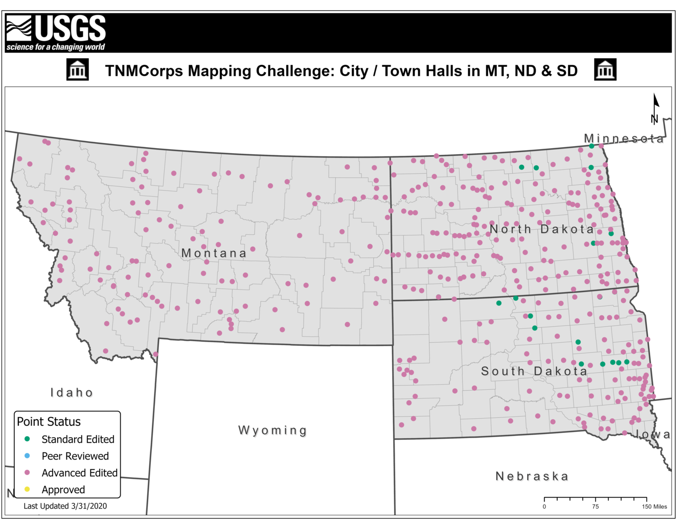 TNMCorps Mapping Challenge: Summary Results for City/Town Halls in MT, ND, & SD