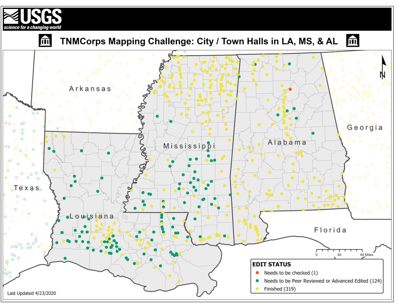 TNMCorps Mapping Challenge: City/Town Halls in LA, MS & AL