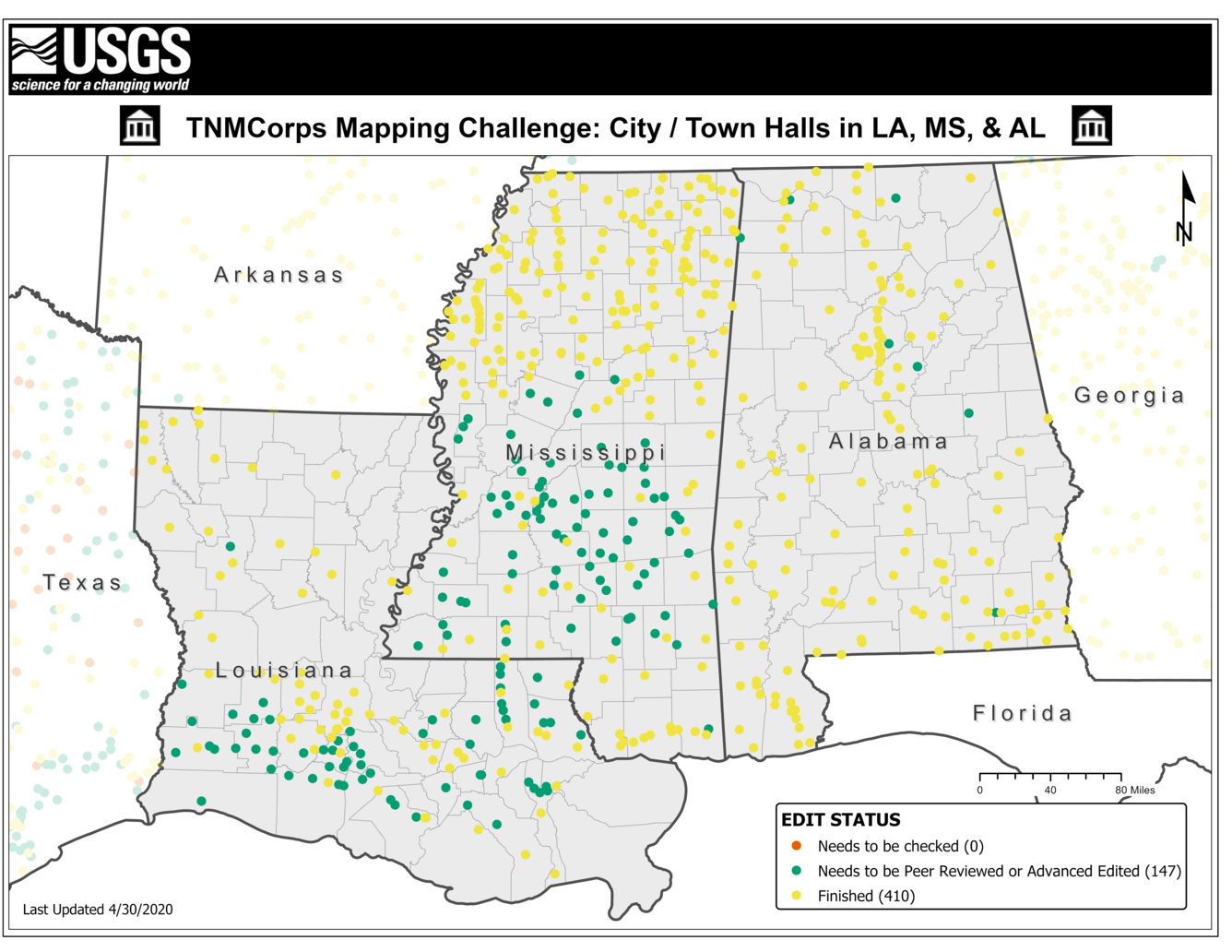 TNMCorps Mapping Challenge: City/Town Halls in LA, MS & AL