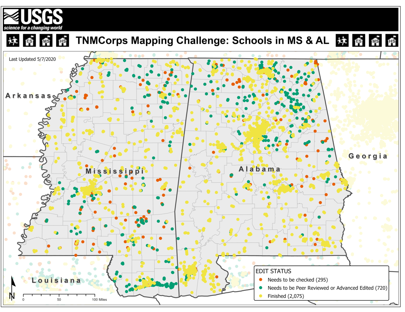 TNMCorps Mapping Challenge: Schools in MS & AL