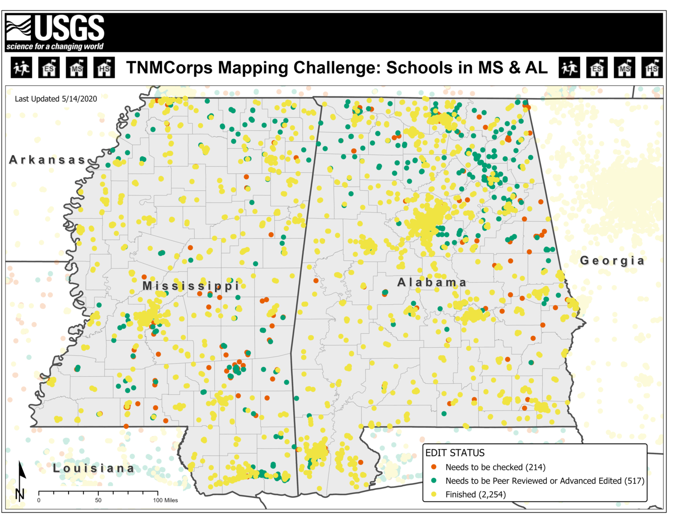 TNMCorps Mapping Challenge: Schools in MS & AL