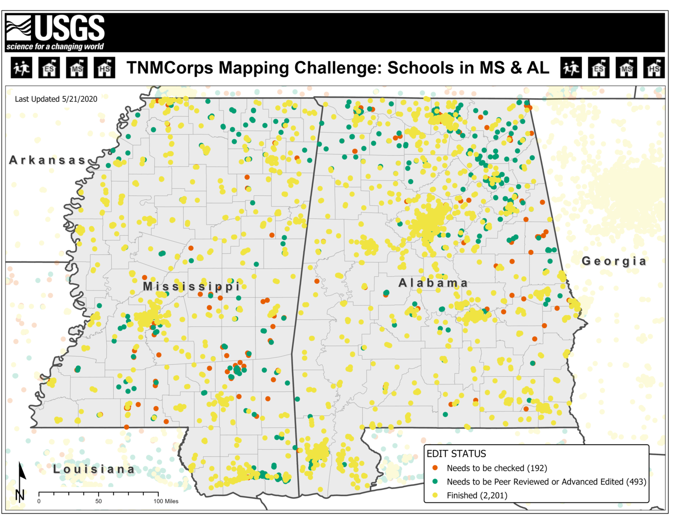 TNMCorps Mapping Challenge: Schools in MS & AL