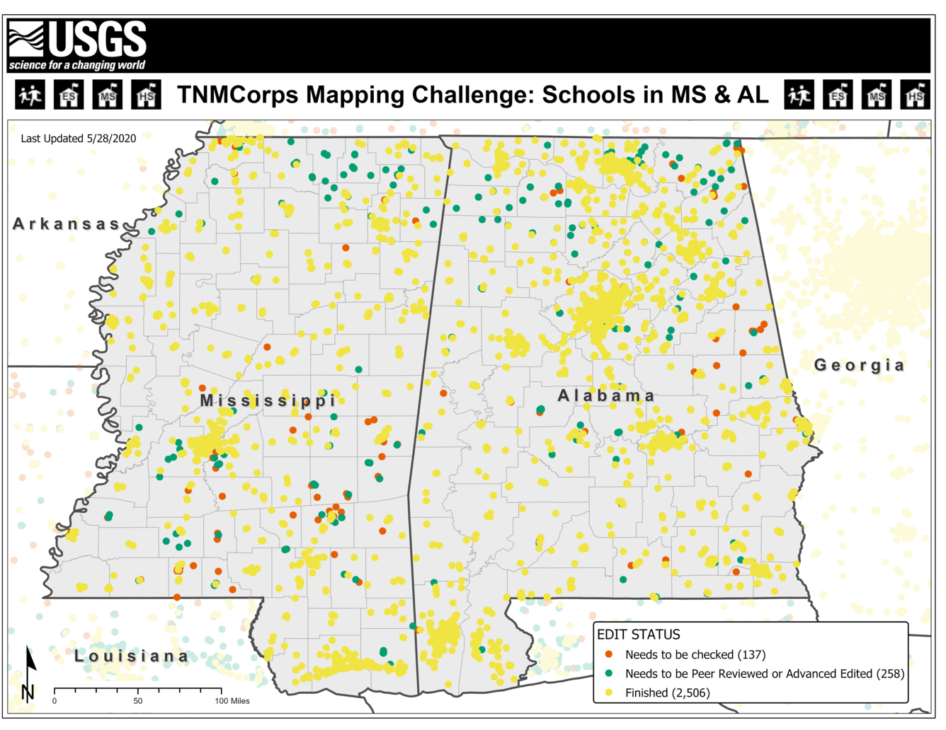 TNMCorps Mapping Challenge: Schools in MS & AL