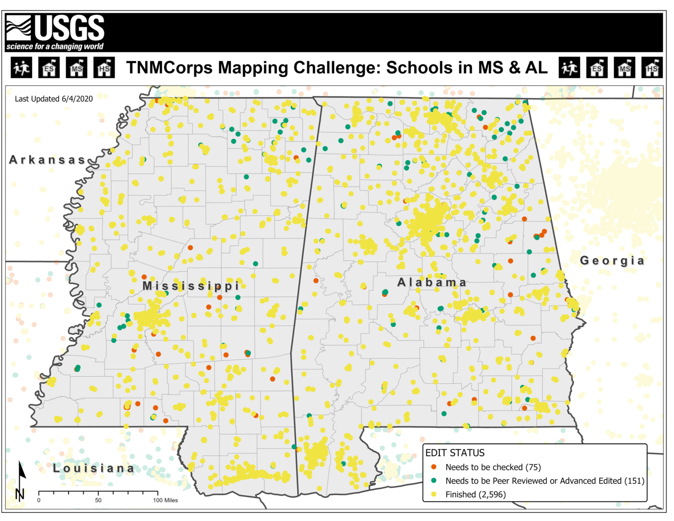 TNMCorps Mapping Challenge: Schools in MS & AL