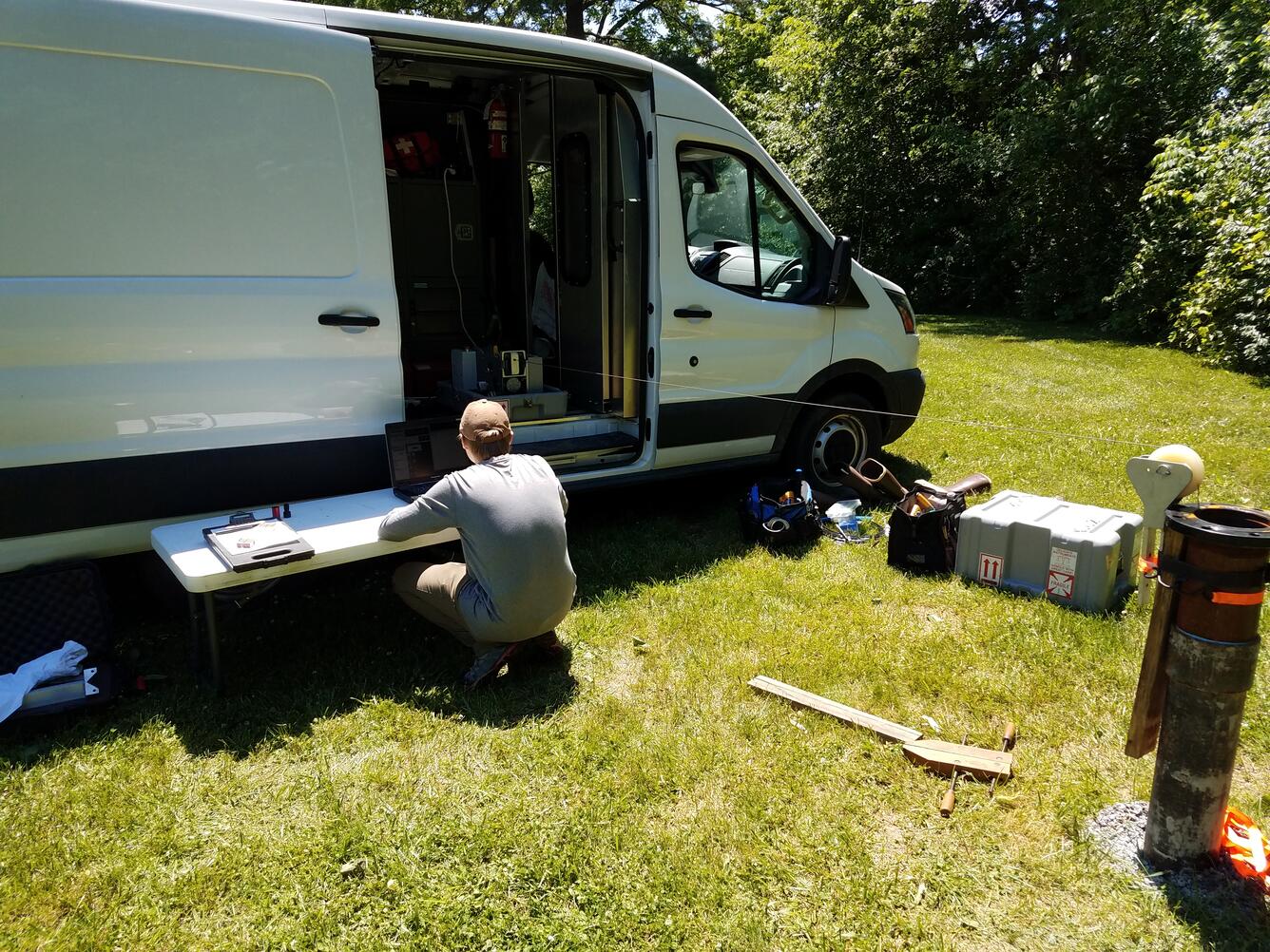 collecting borehole geophysical logs of the Monitoring well FN-9 in Fulton County, Ohio