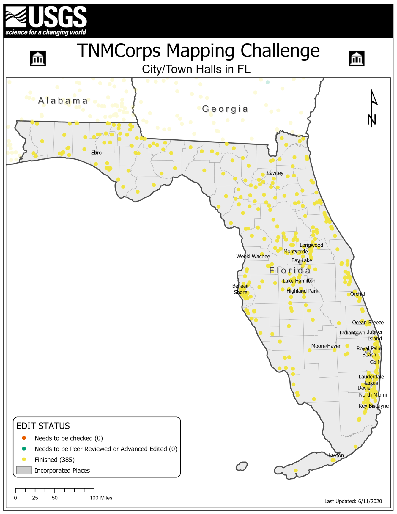 TNMCorps Mapping Challenge: City/Town Halls in FL (w/ IncorporatedPl)