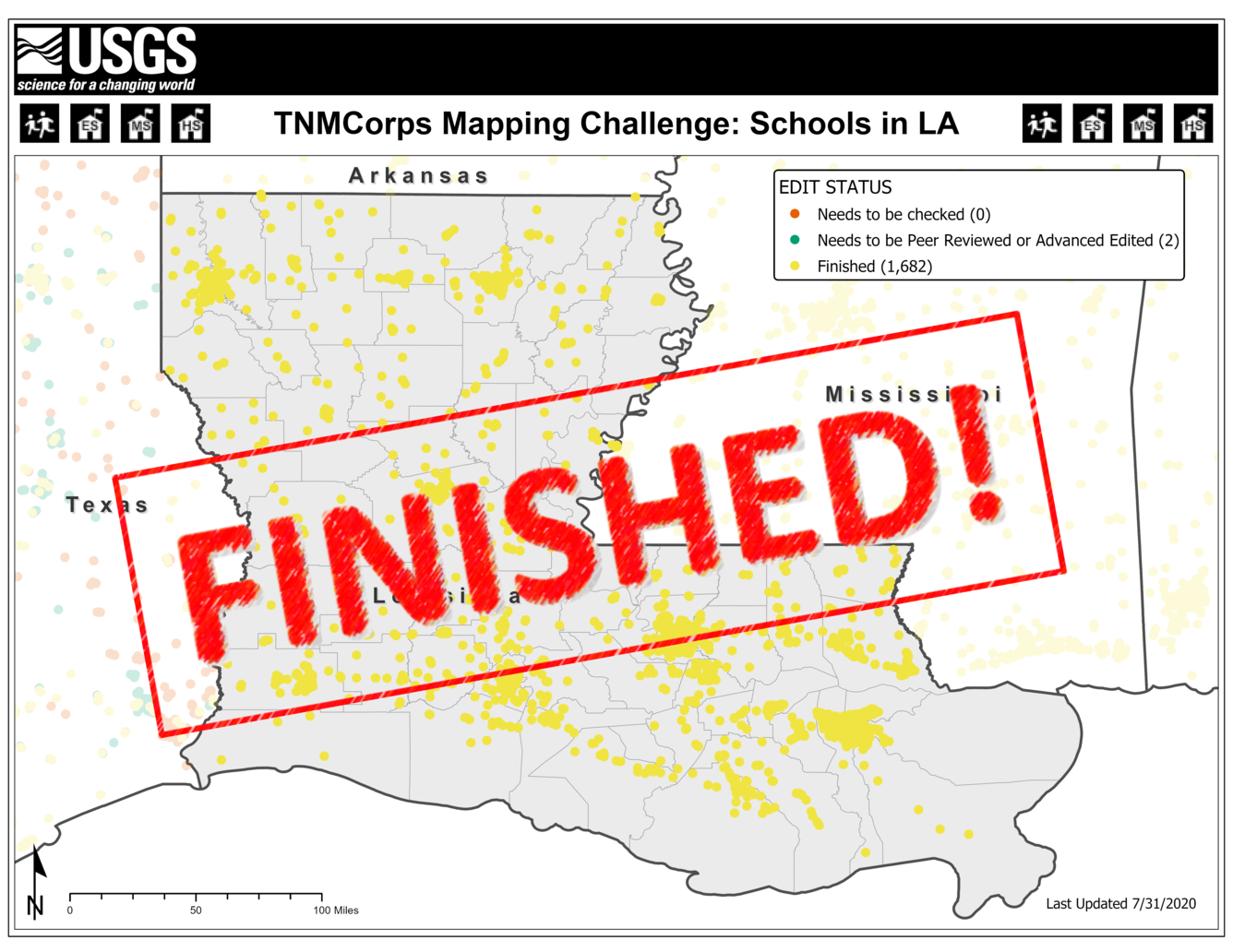 TNMCorps Mapping Challenge: Schools in LA FINISHED