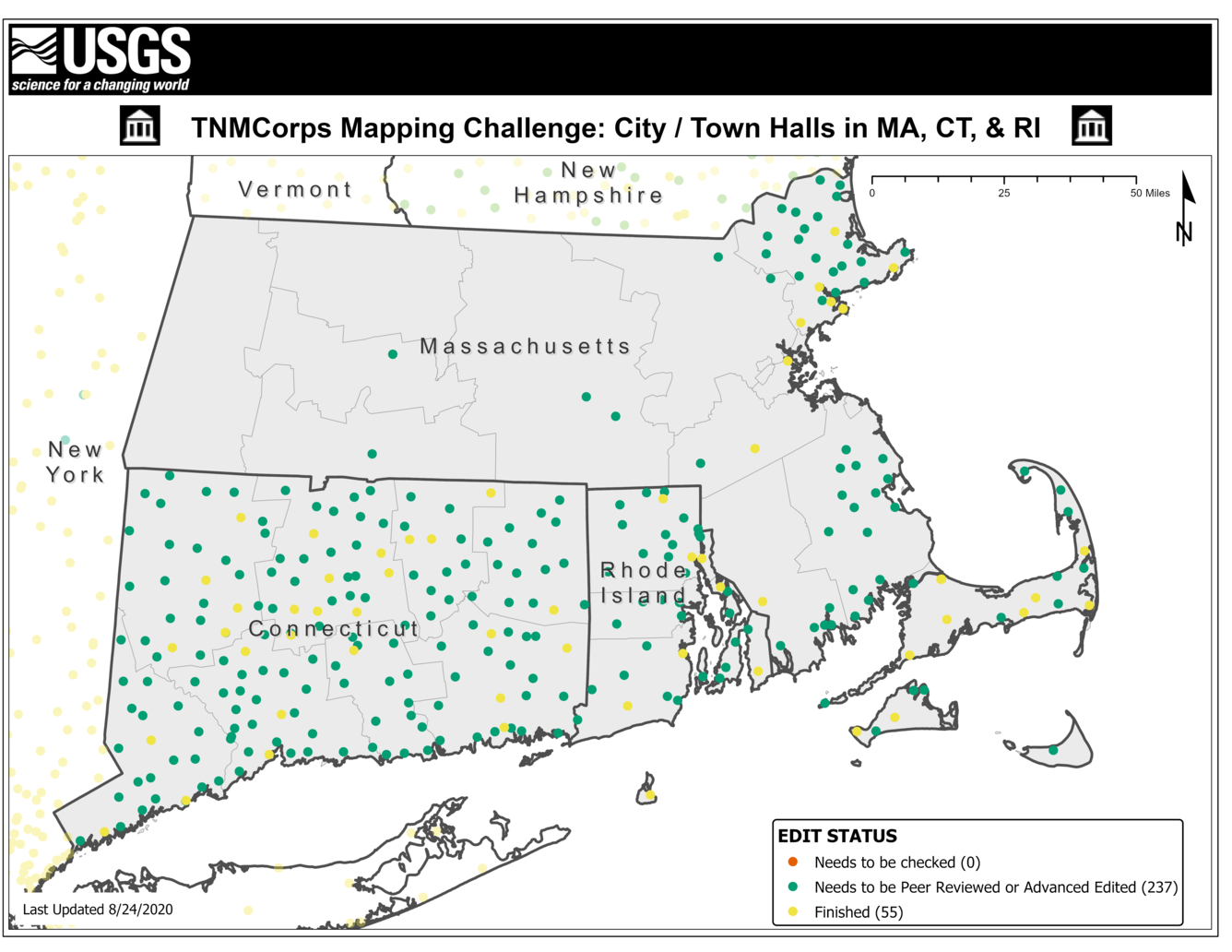 TNMCorps Mapping Challenge: City/Town Halls in MA, CT, RI