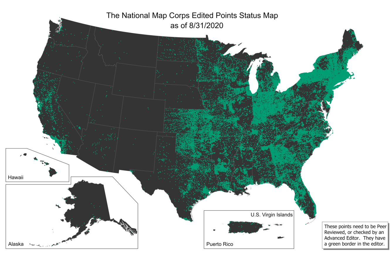 TNMCorps Status Map: Standard Edited Points as of 08/31/2020