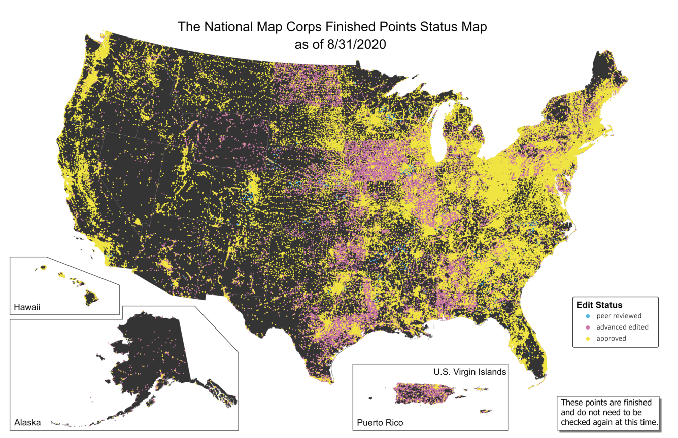 TNMCorps Status Map: Finished Points as of 08/31/2020