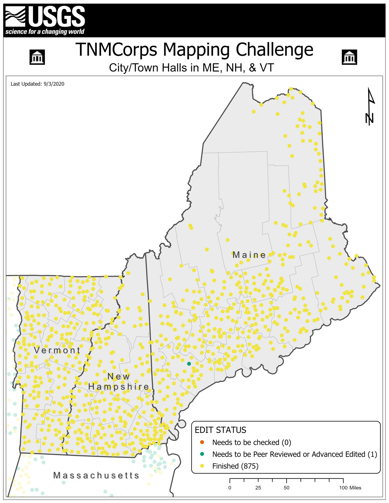 TNMCorps Mapping Challenge: City/Town Halls in ME, NH, VT