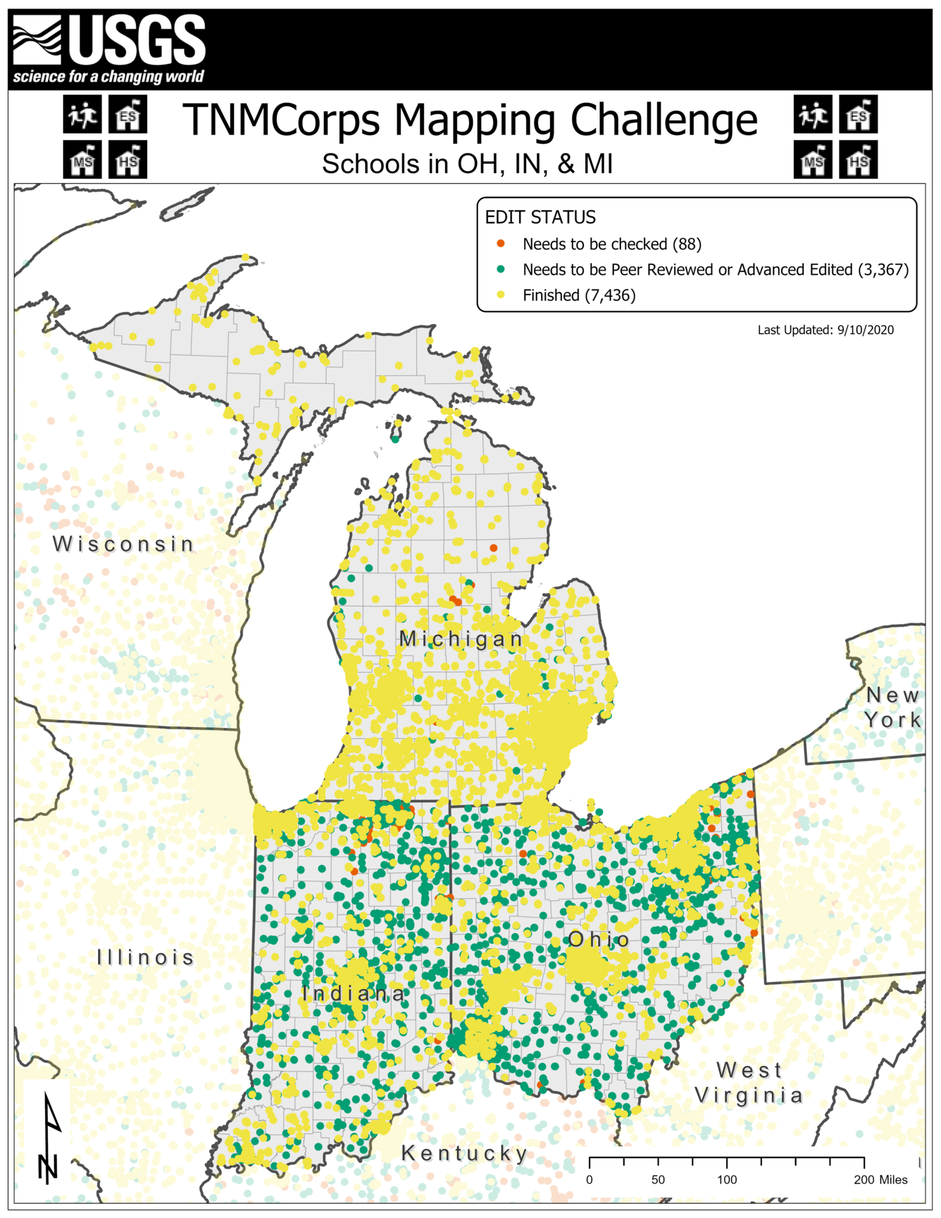 TNMCorps Mapping Challenge: Schools in OH, MI, IN