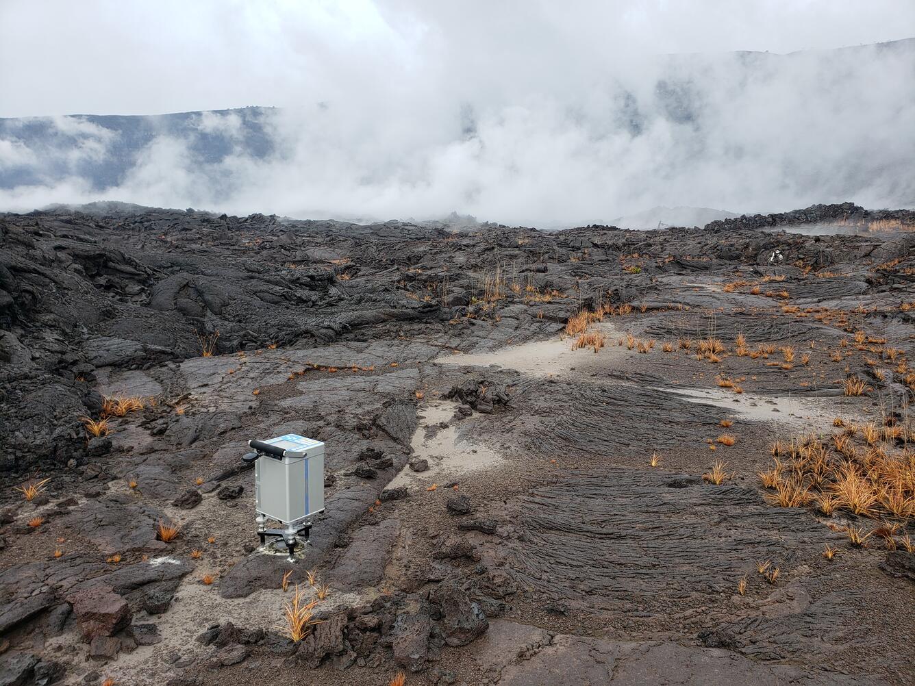 Photograph of gravimeter in caldera