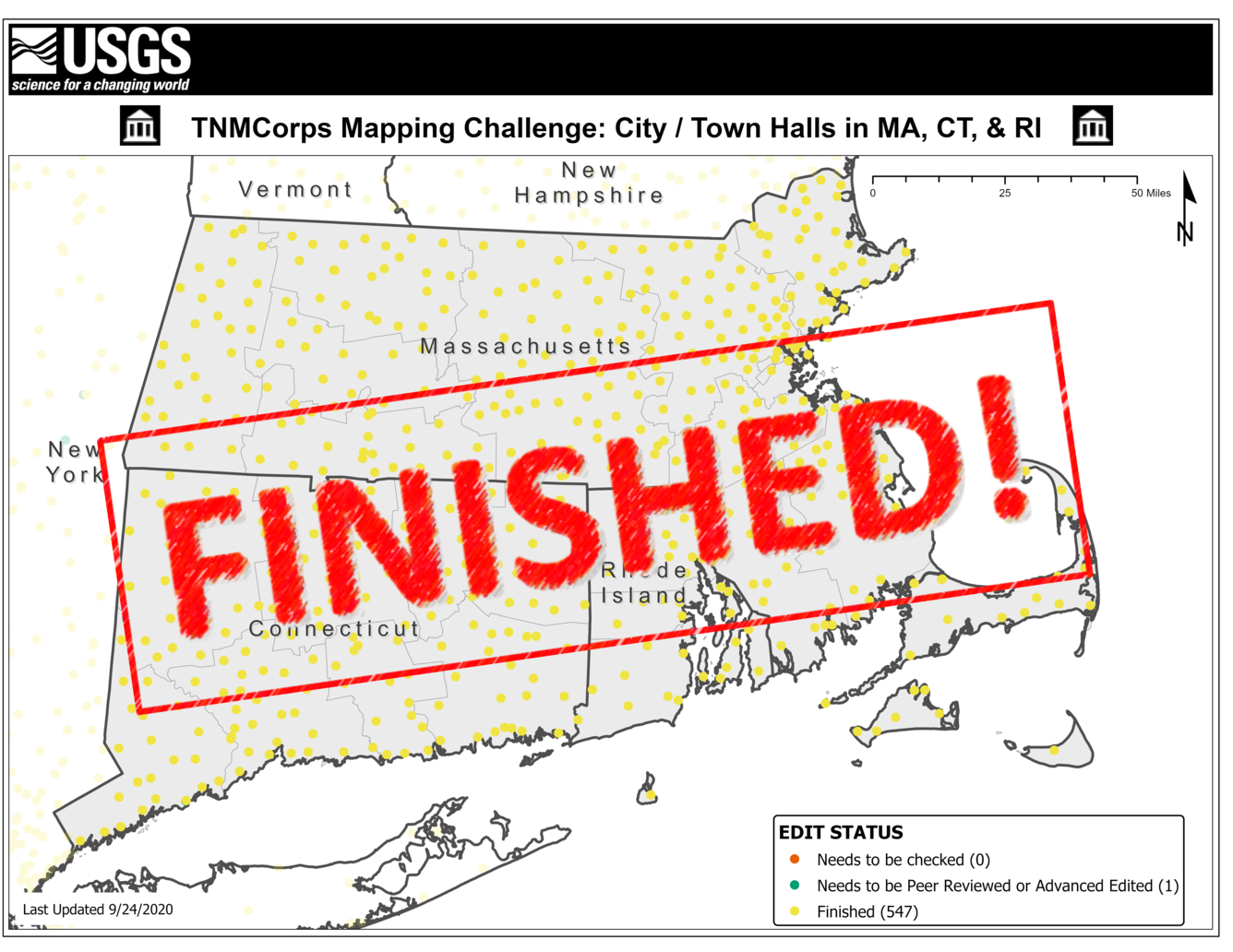 TNMCorps Mapping Challenge: City/Town Halls in MA, CT, RI FINISHED