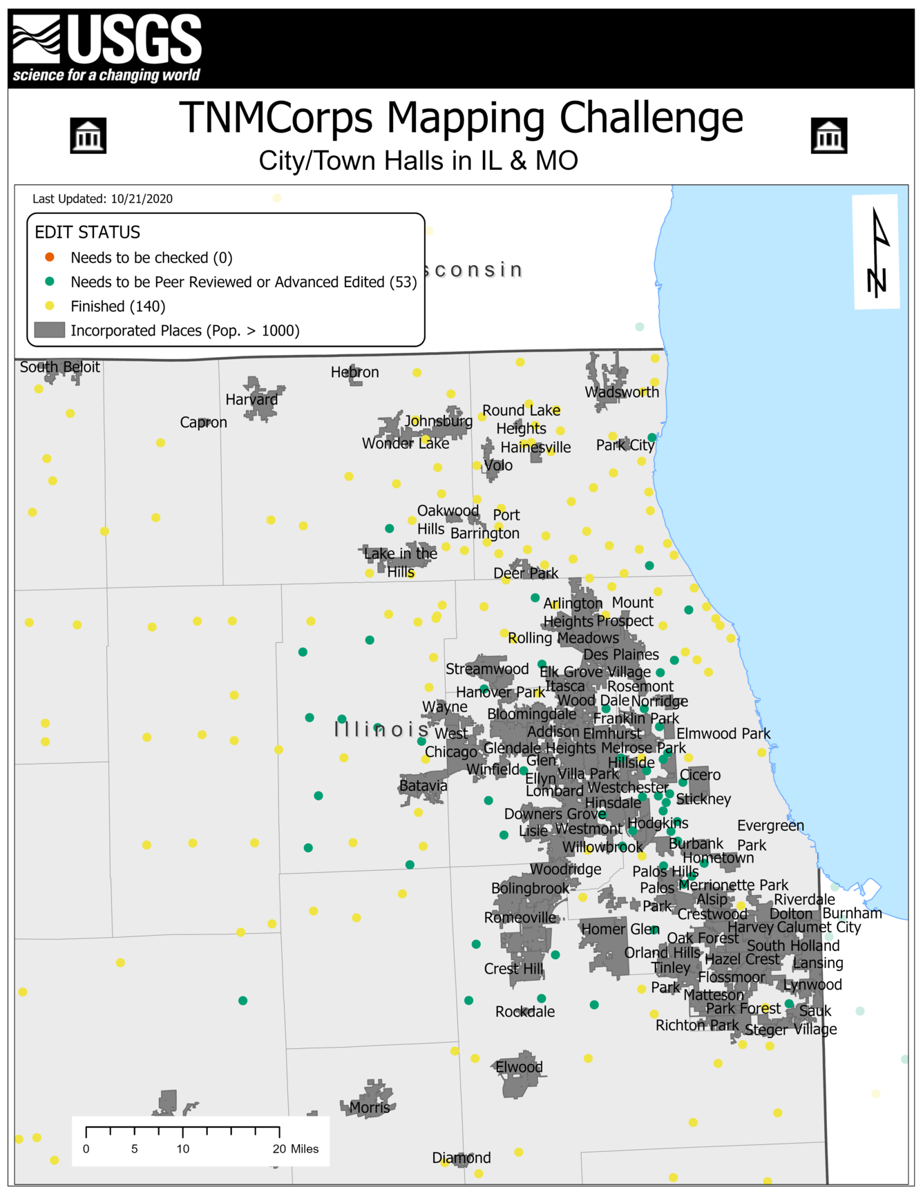 TNMCorps Mapping Challenge: City/Town Halls in IL & MO (IncPl Chicago)