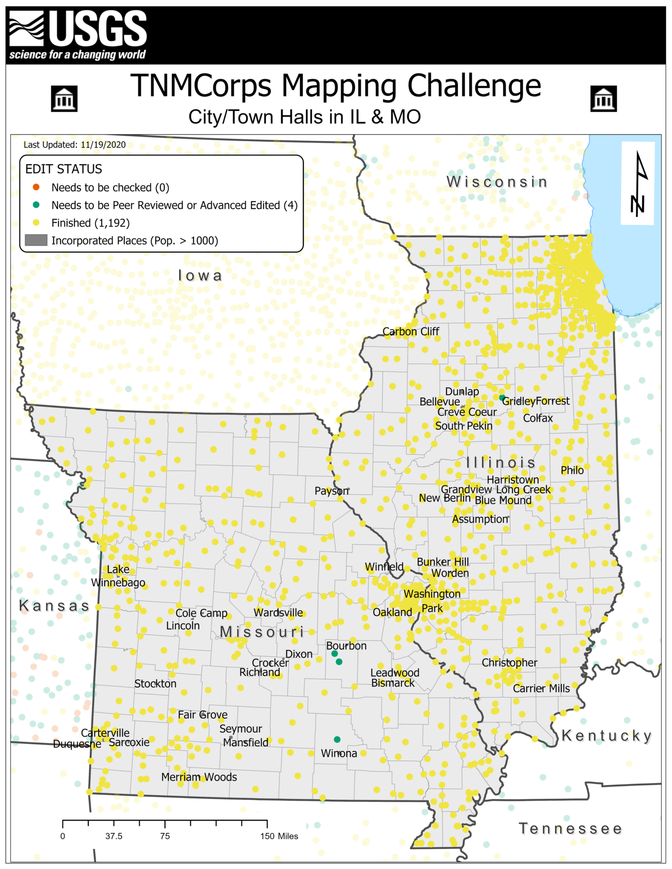 TNMCorps Mapping Challenge: City/Town Halls in IL & MO (IncPl)