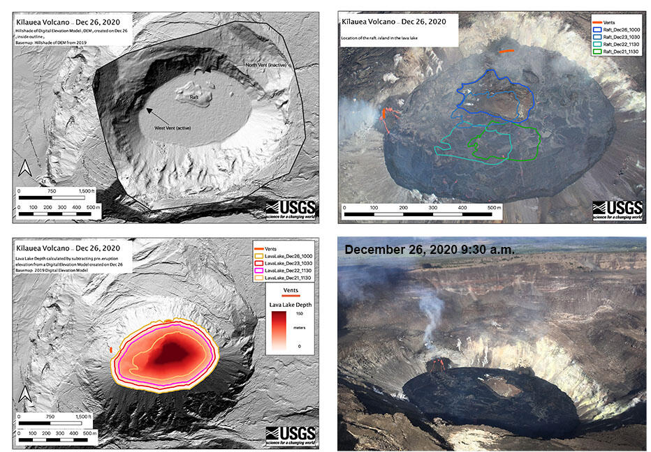 Maps made from aerial imagery taken on a December 26 overflight of Kīlauea Volcano's summit