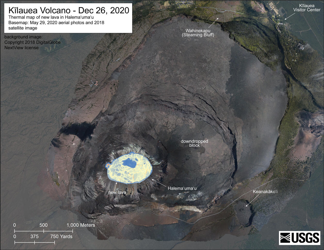 Color map of lava lake temperature