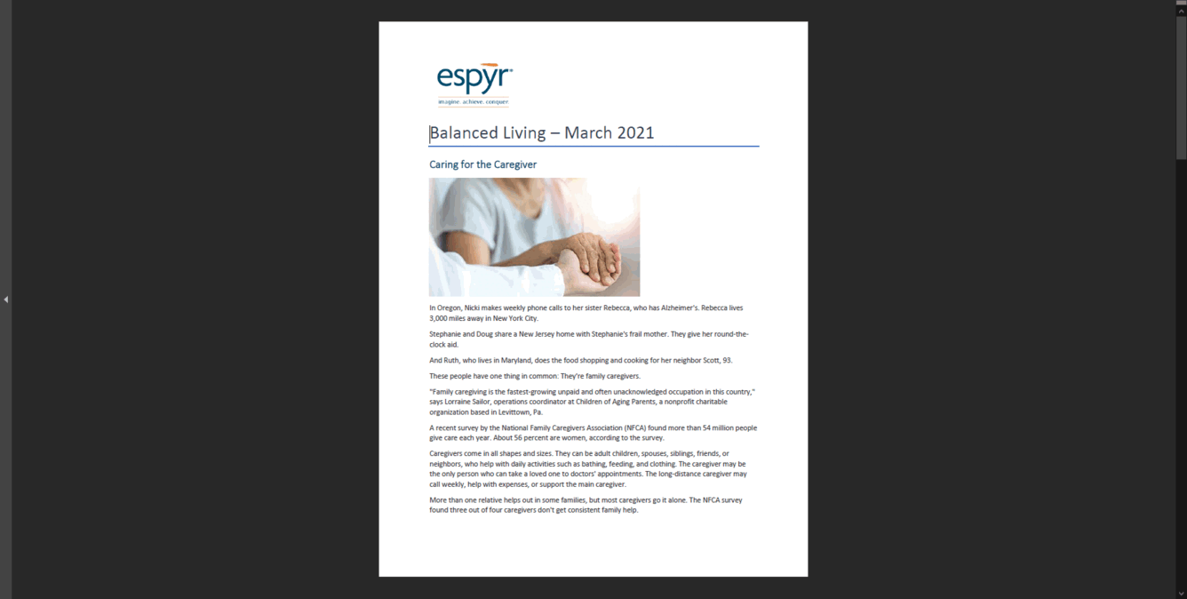 Balanced Living Newsletter March 2021 front page