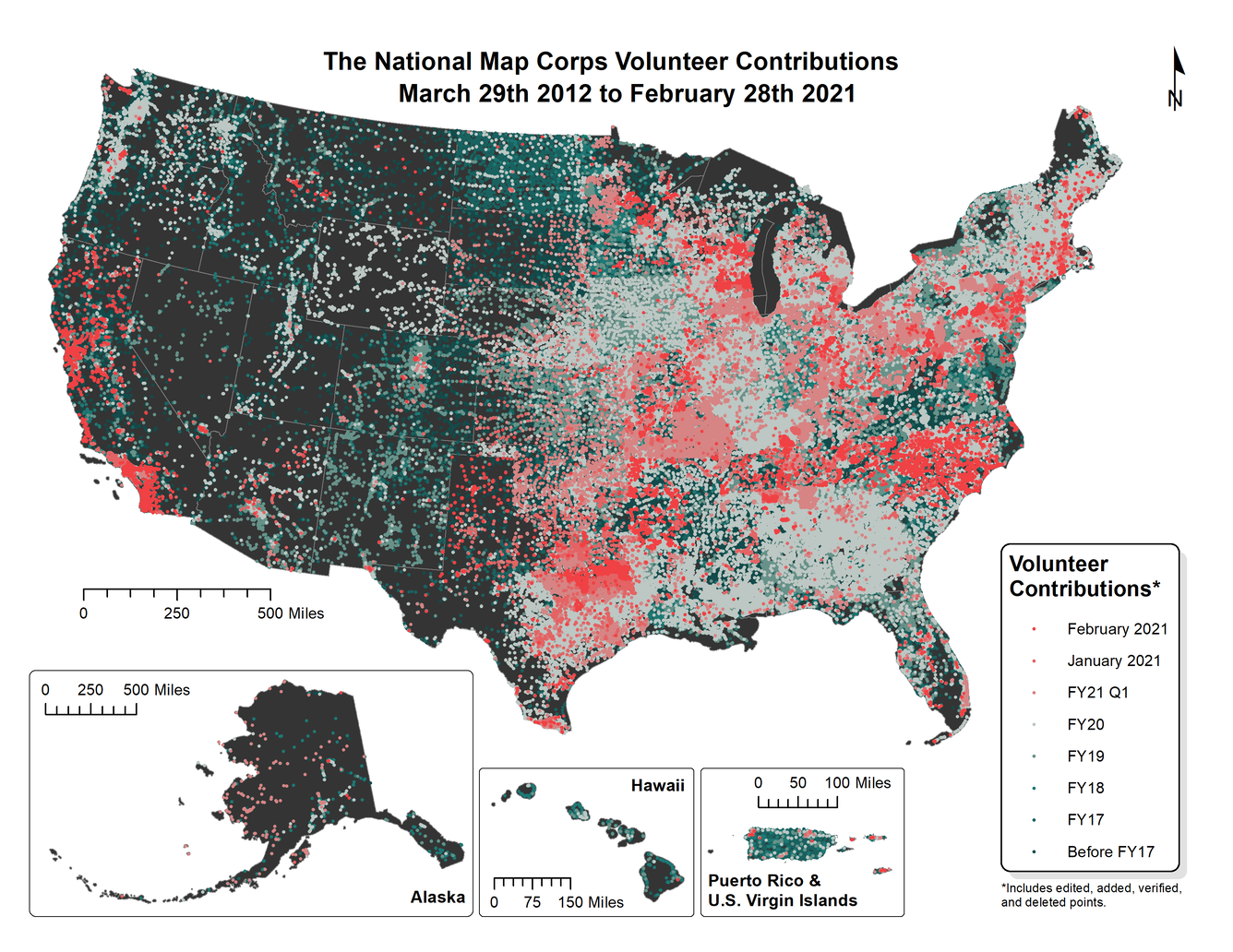 TNMCorps Status Map: Volunteer Contributions through February 2021