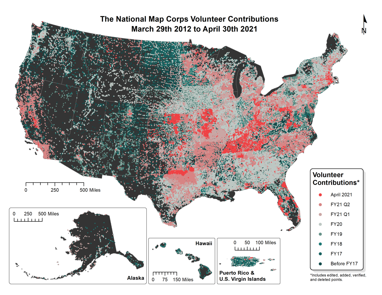 TNMCorps Status Map: Volunteer Contributions through April 2021
