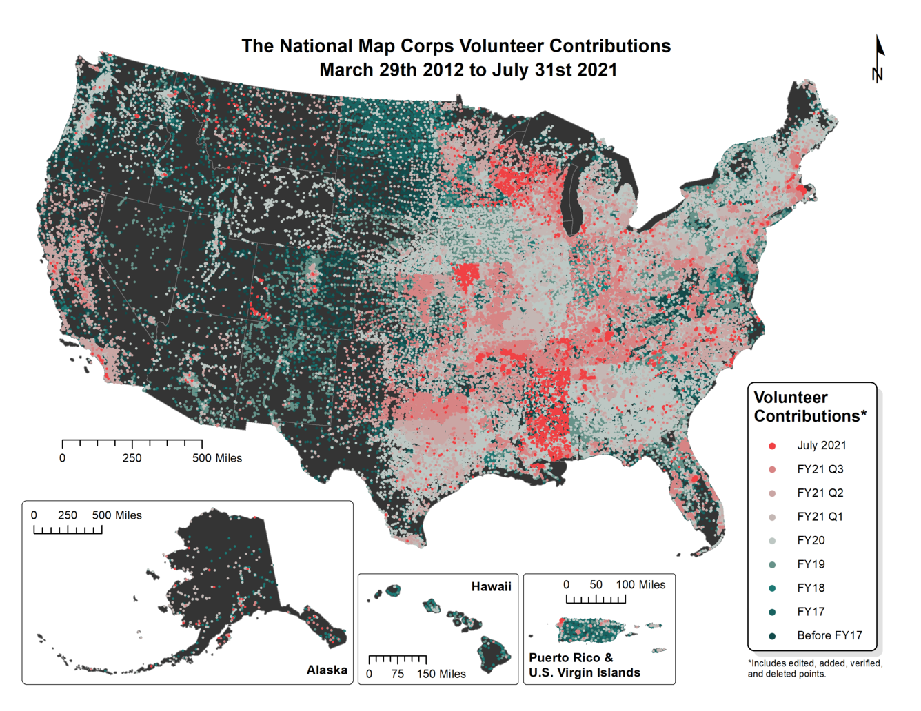 TNMCorps Status Map: Volunteer Contributions through July 2021