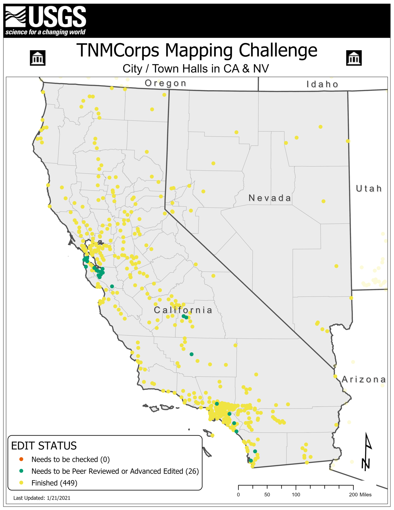 TNMCorps Mapping Challenge: City/Town Halls in CA & NV