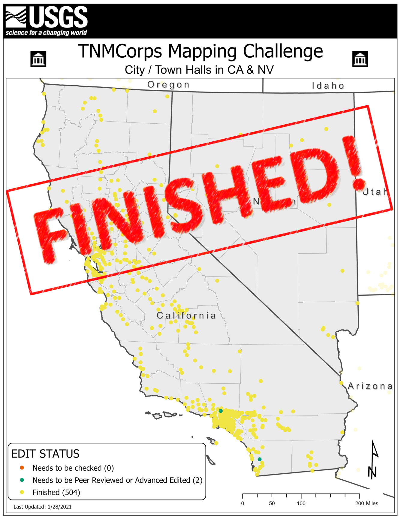 TNMCorps Mapping Challenge: City/Town Halls in CA & NV FINISHED
