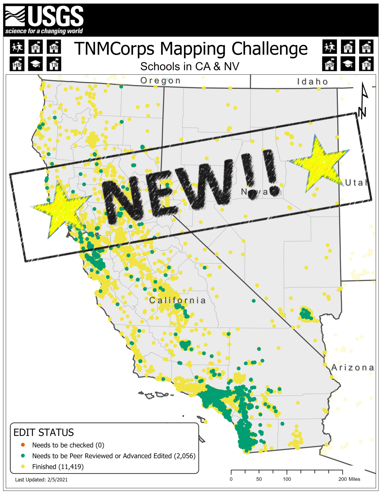 TNMCorps Mapping Challenge: Schools in CA NV NEW