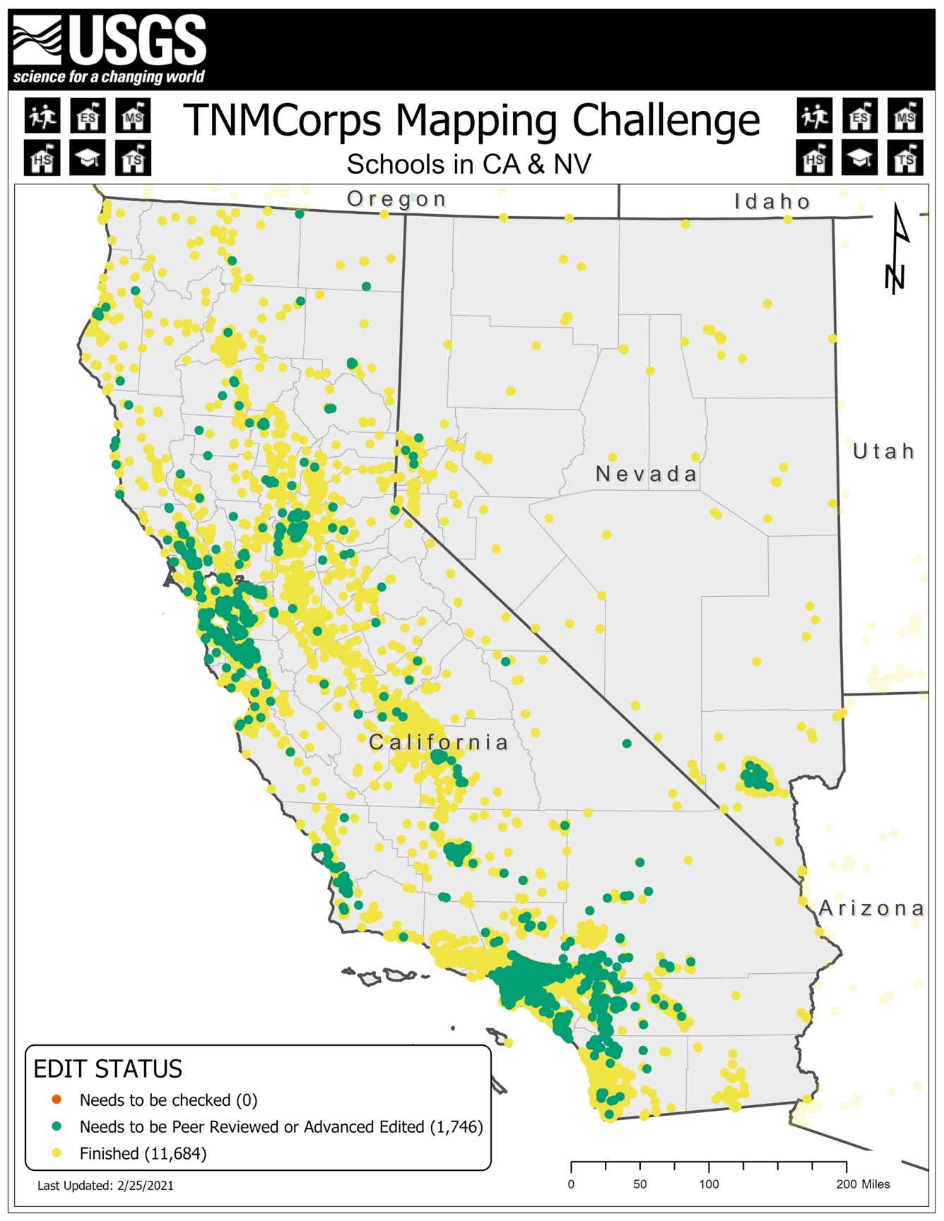 TNMCorps Mapping Challenge: Schools in CA NV