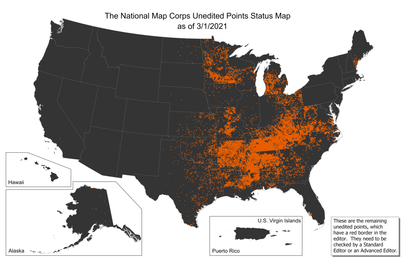 TNMCorps Status Map: Unedited Points as of 03/01/2021