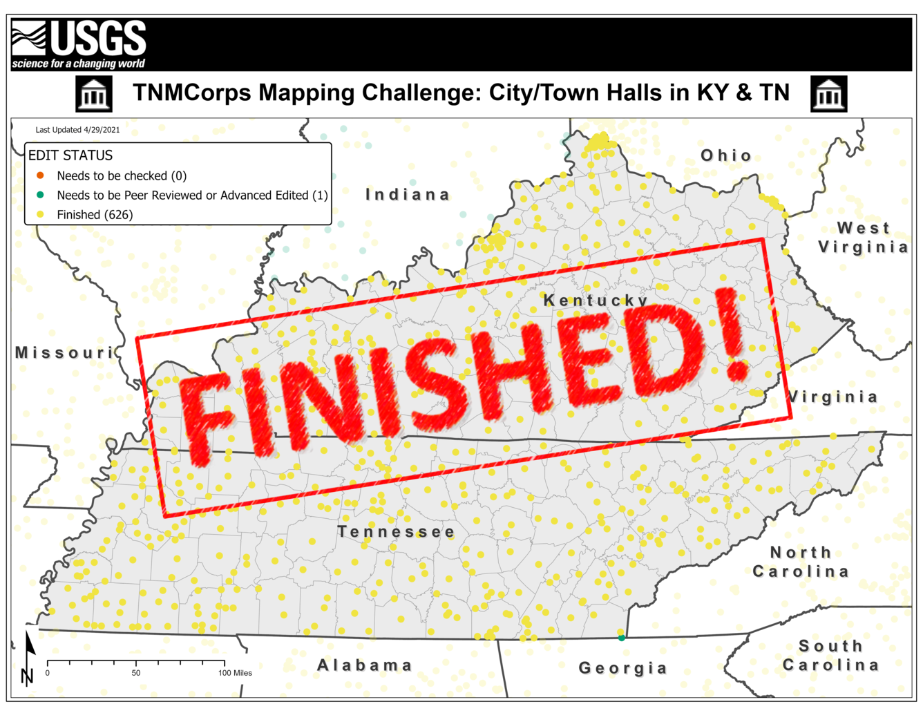 TNMCorps Mapping Challenge: City/Town Halls in KY & TN FINISHED