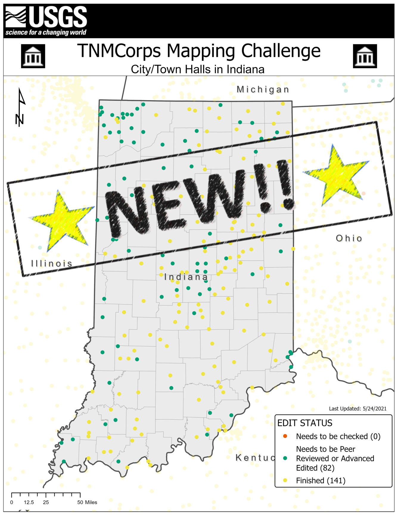 TNMCorps Mapping Challenge: City/Town Halls in IN NEW