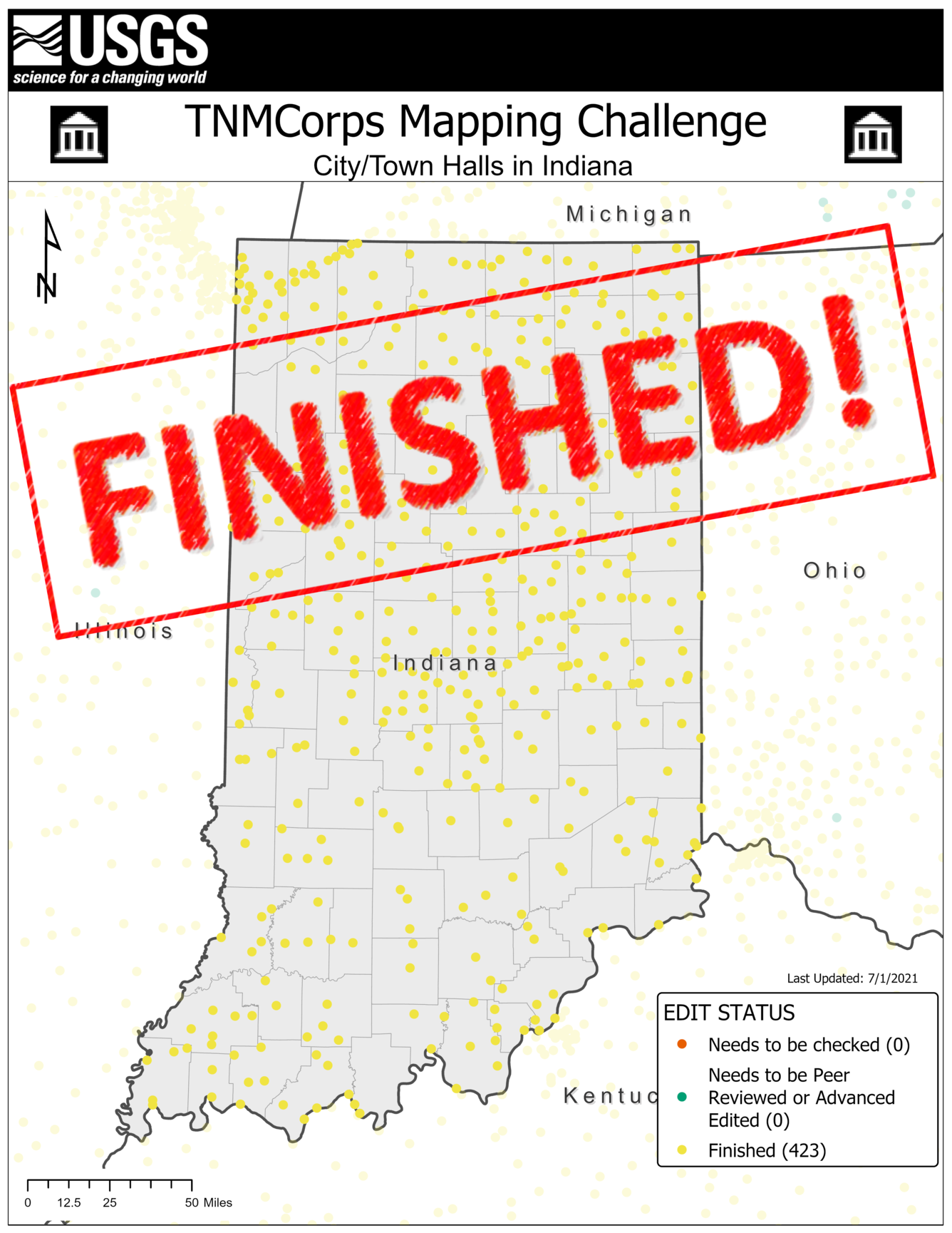 TNMCorps Mapping Challenge: City/Town Halls in IN FINISHED