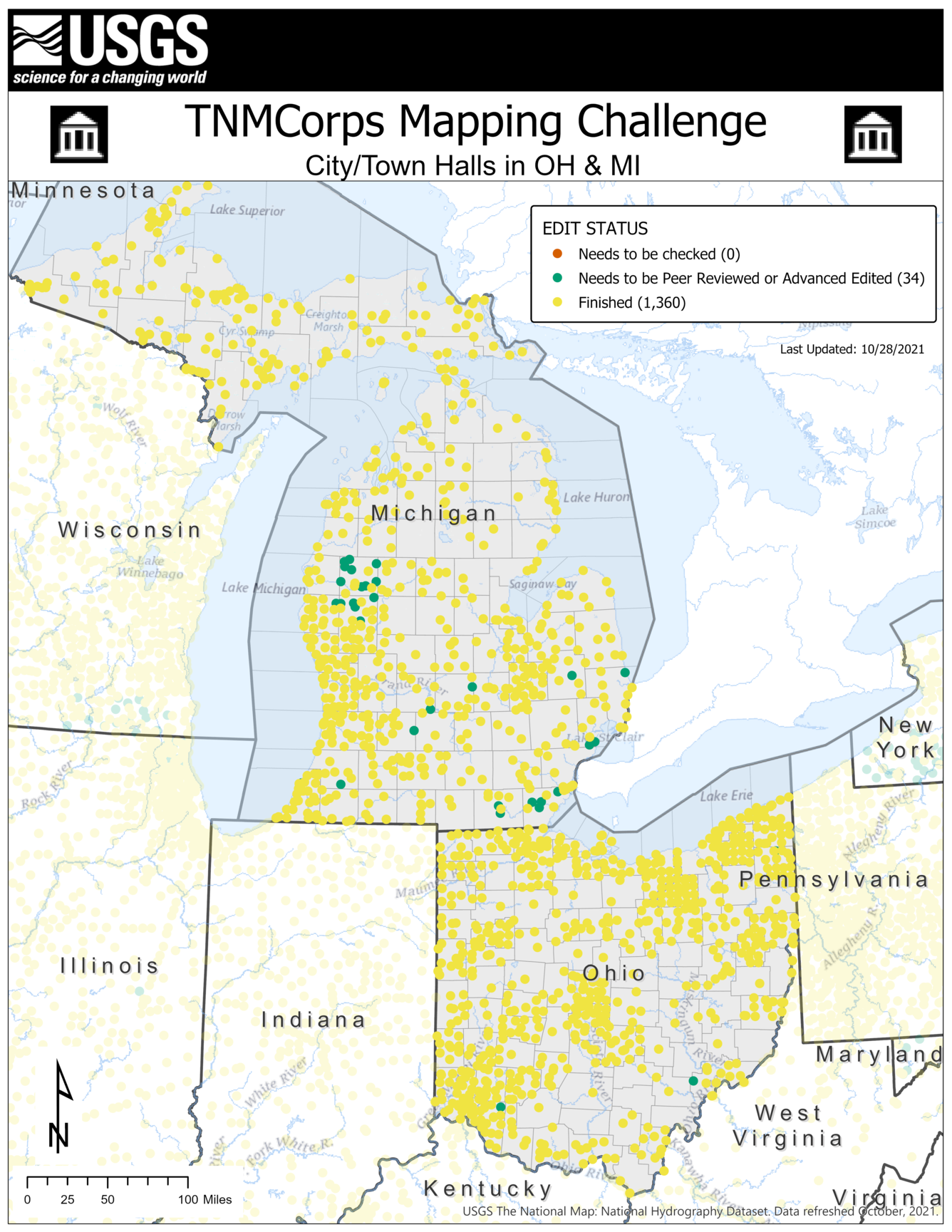 TNMCorps Mapping Challenge: City/Town Halls in OH & MI