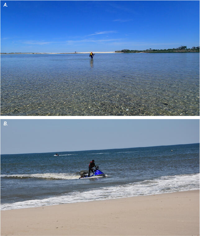 2 Photos show researchers surveying the wilderness breach
