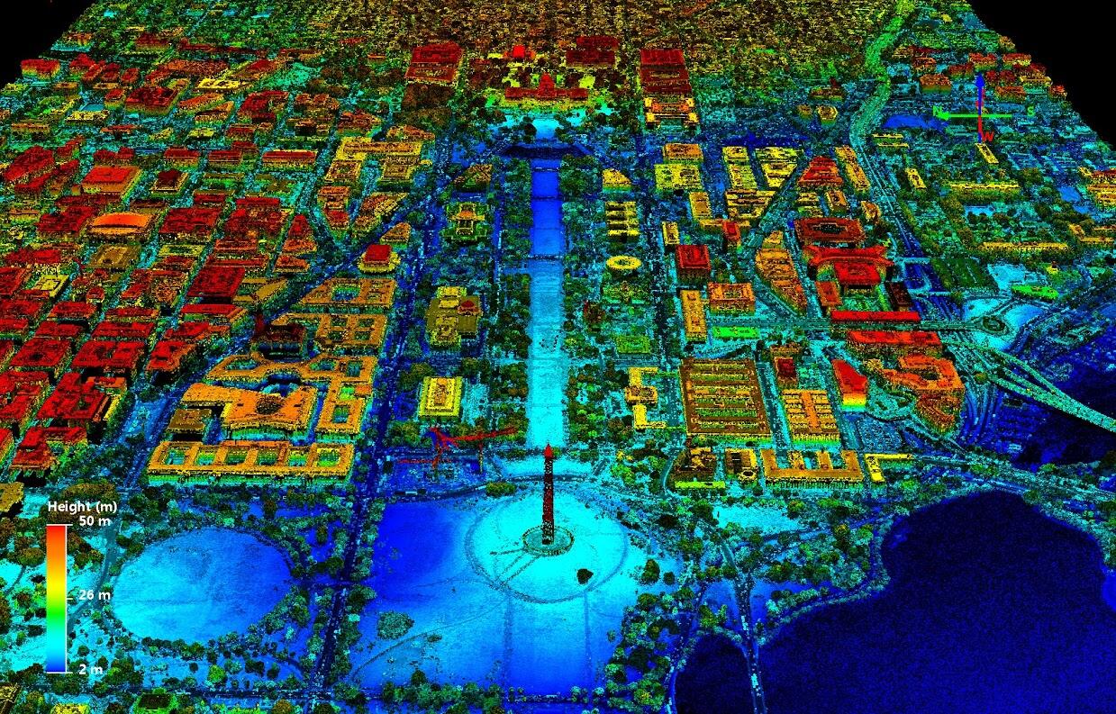 Colored 3DEP lidar point cloud of Washington D.C.