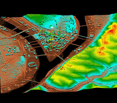 Lidar image of Pittsburgh