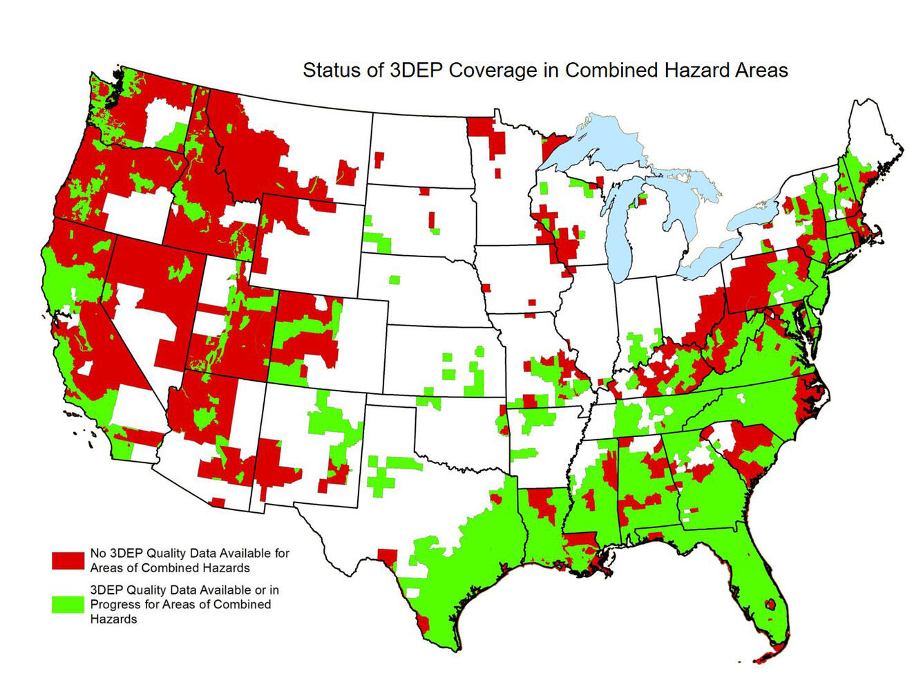 3DEP Coverage and Combined Hazards Map