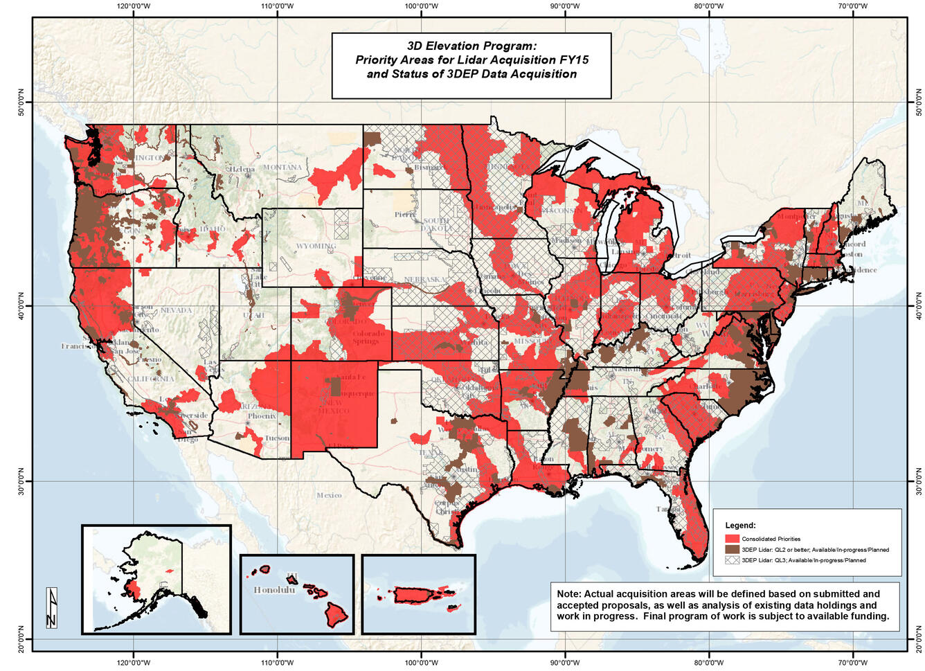 Priority Areas for Lidar Acquisition FY15 and Status of 3DEP Data Acquisition