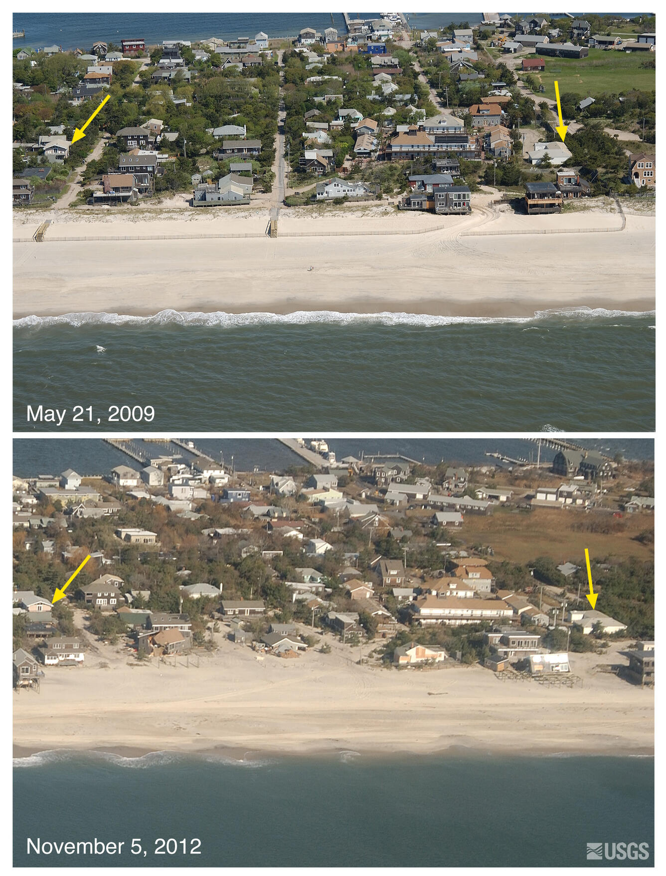 Photo comparison of storm impacts between 5/21/2009 and 11/5/12