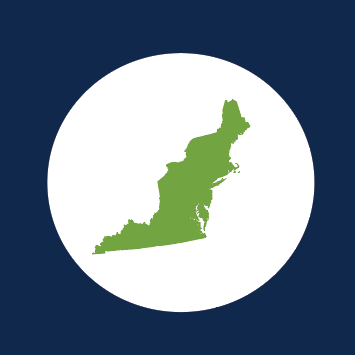 Map showing the states in the NE CASC footprint