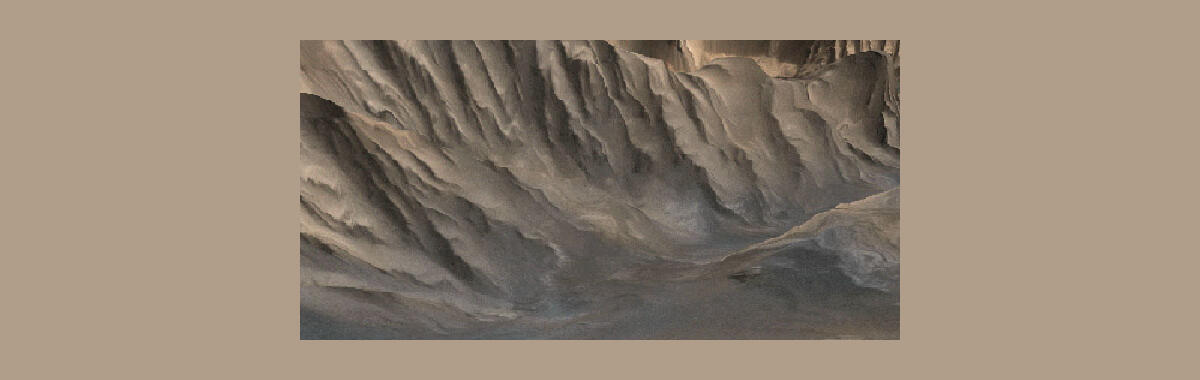 Perspective Image of the floor of Candor Chasma looking northward at the trough wall dividing Ophir and Candor Chasmata