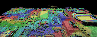 Screenshot of Lidar image of the entire Colorado University (CU) Boulder campus.
