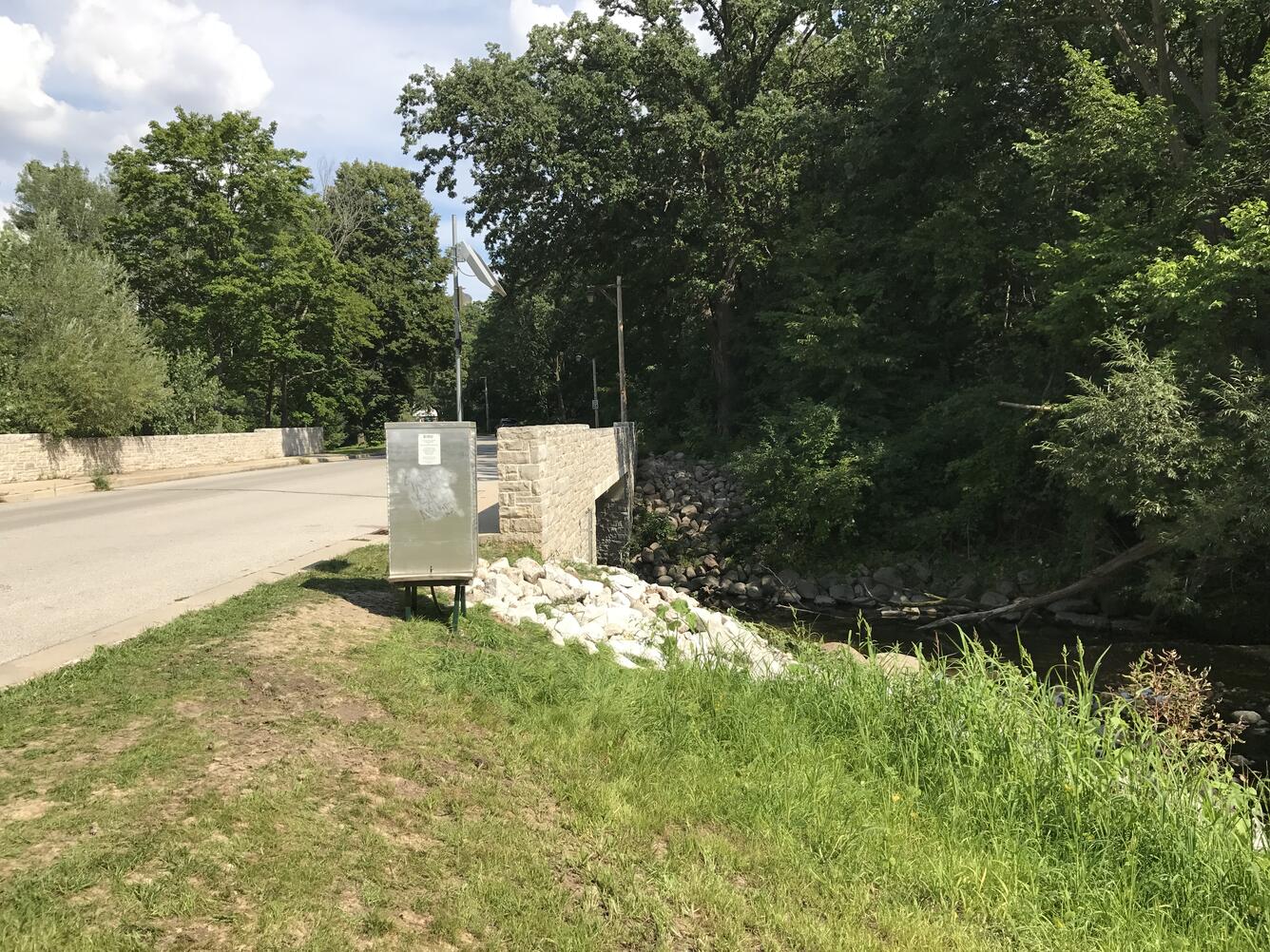 Stream gage house at Honey Creek upstream of confluence with the Menomonee River