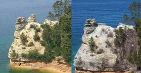 Miners Castle before and after rockfall 